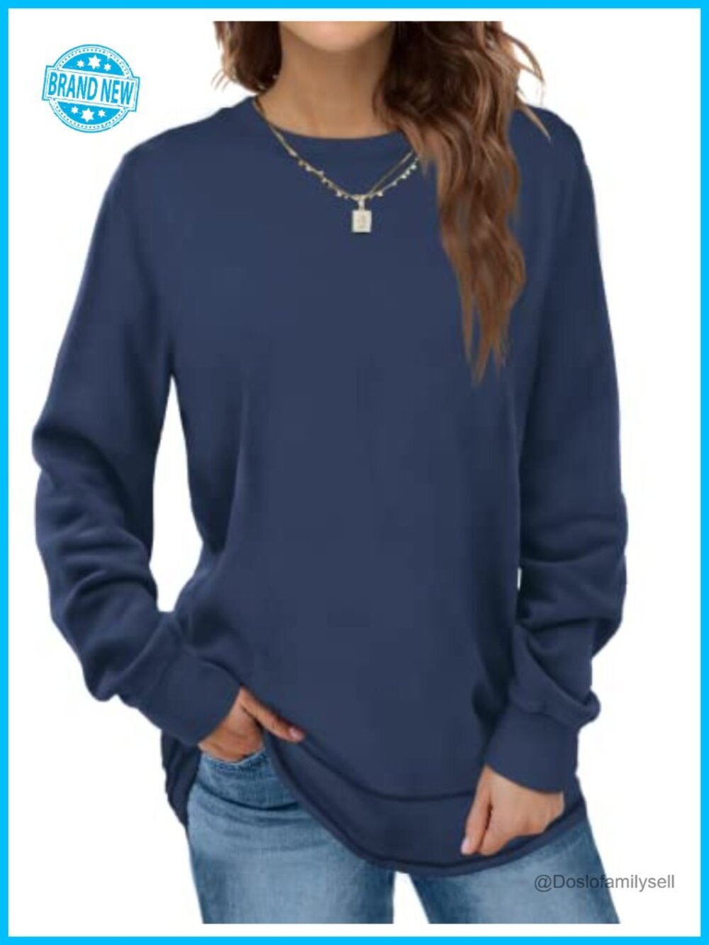Dofaoo Women's Crewneck Long Sleeve Tunic Sweatshirt Soft Pullover